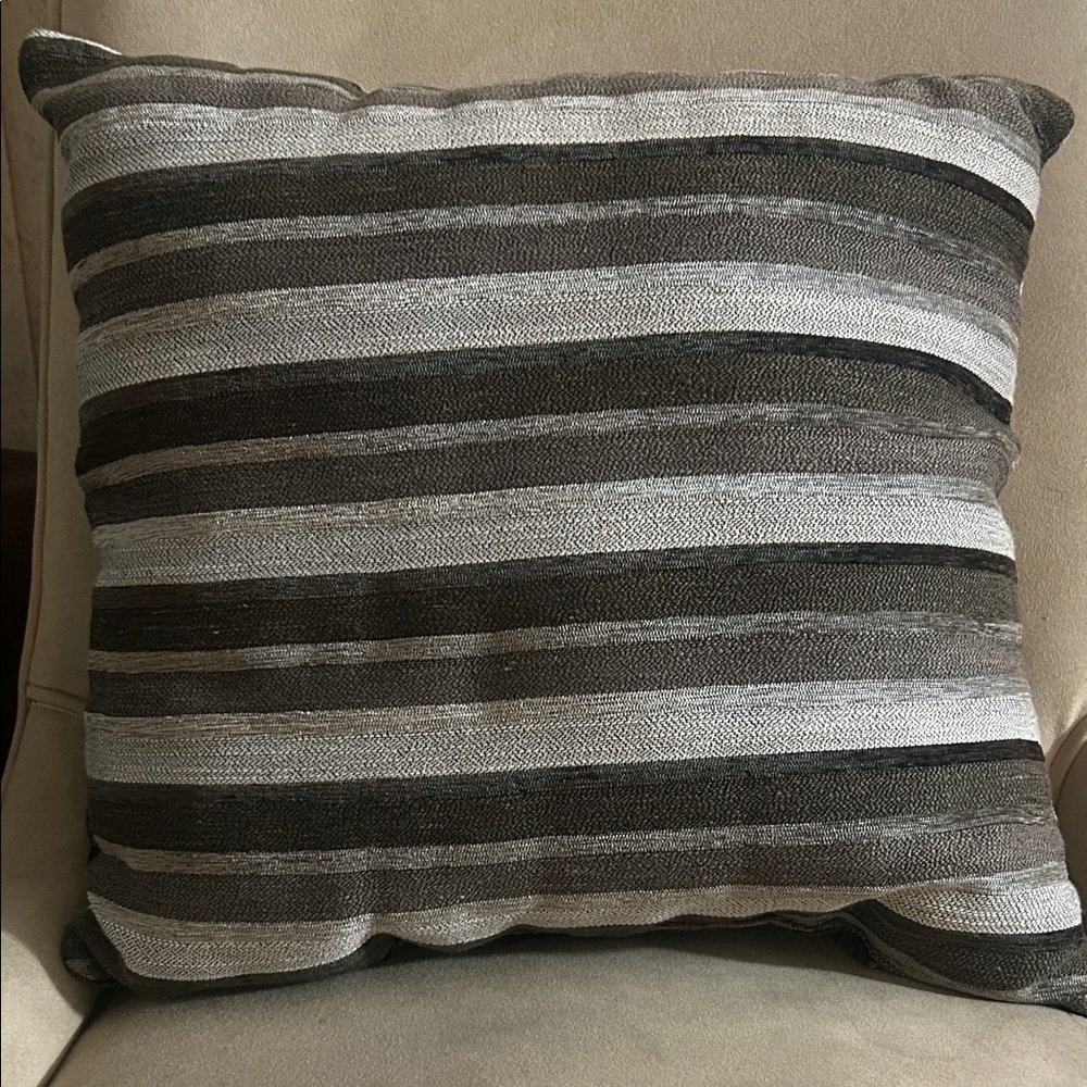 Striped Gray and Brown Throw Pillow - Picture 2 of 3
